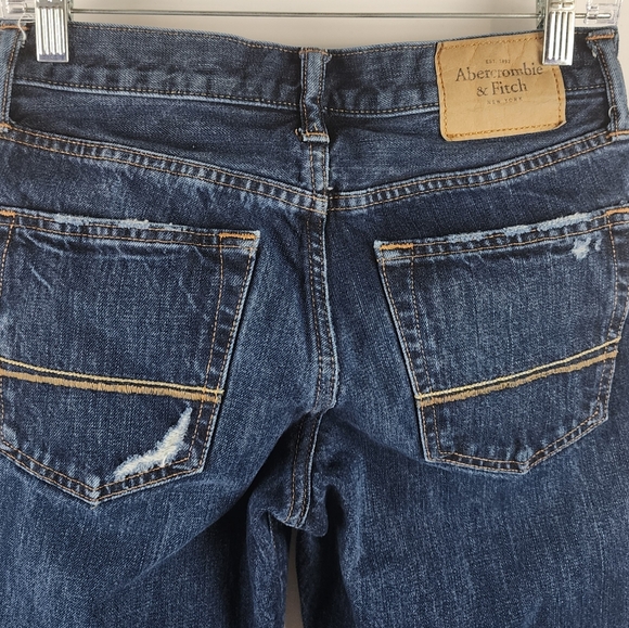 Abercrombie & Fitch Jeans Men 28x30 Slim Straight Button Fly Distress Dark Denim - Picture 11 of 13